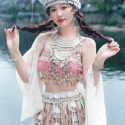 Muinainen kiinalainen Cosplay-asu, Naisten 3-osainen setti Lady Stage Hanfu Mekko Kiinan kansallisvaatteet Kiinan kansantanssin mekkosetti