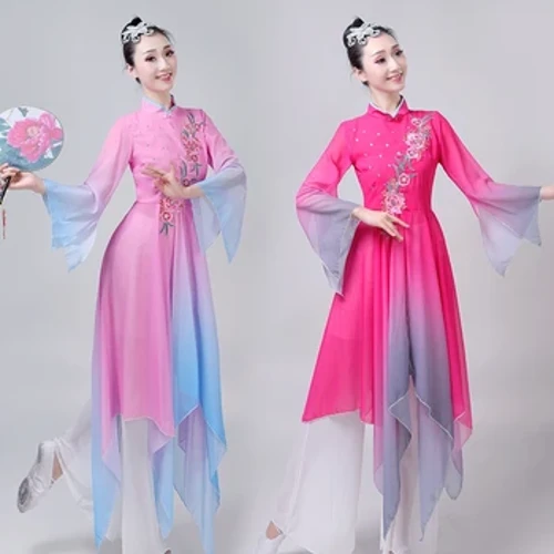 Neie Stil Chinese Yangko Kostümer elegant Danz Kostümer modern Square Danz Folk Klassiker Fan Danz Hanfu Leeschtung Kostümer
