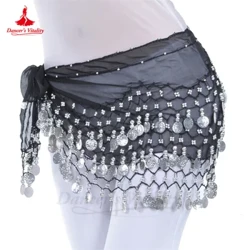 Ayollar uchun belly raqs belbog'i shifonli oltin tangalar Sharq raqs liboslari aksessuarlari Qizlar uchun shifon kumush tangalar Bellydance kalça sharfi