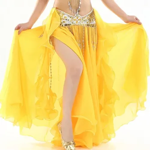 2022 Neie Bauch Danz Rock Fra Chiffon Split Sexy Zigeuner Spuenesch Flamenco Orientalesch Ethnesch Leeschtung Kostümer