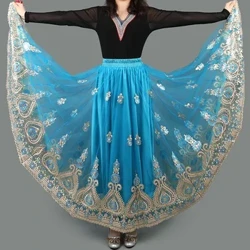 Hímzés kínai hagyományos táncszoknya nőknek Nemzeti spanyol flamenco szoknya Vintage tibeti táncruházat népi viselet