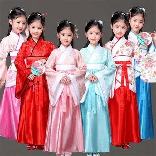 Kostum Tari Singa Cina Tradisional Kostum Tarian Rakyat Hanfu Gaun untuk Gadis Anak-anak Anak Gadis Tarian Singa Cina Pakaian