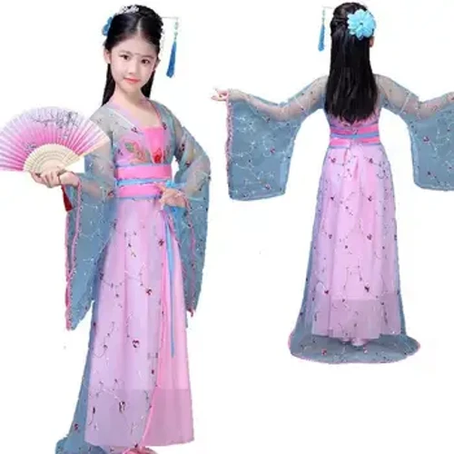 Múa Dân Gian Trung Quốc Năm Mới Quần Áo Truyền Thống Hanfu Cho Bé Gái Trẻ Em Rồng Đầm Cổ Giai Đoạn Lễ Hội Trang Phục Váy Quần Áo