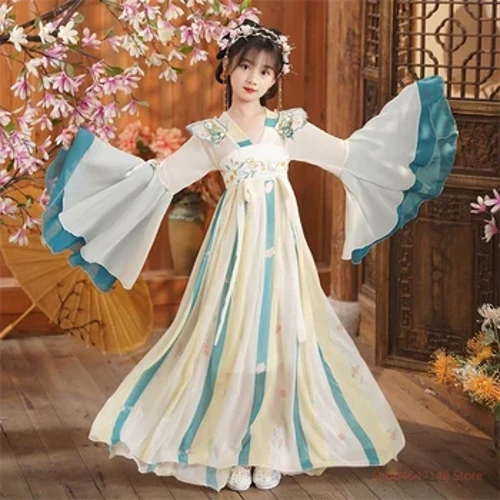 Sinaunang Intsik Kasuutan Bata Pambata Fairy Dress Cosplay Hanfu Folk Dance Performance Damit China Tradisyunal na damit para sa mga Babae