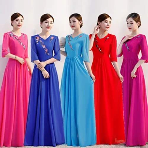 Múa Dân Gian Truyền Thống Trung Quốc Trang Phục Người Phụ Nữ Trưởng Thành Thanh Lịch Quạt Ô Hanfu Quần Áo Cổ Yangko Vũ Diễn Sân Khấu