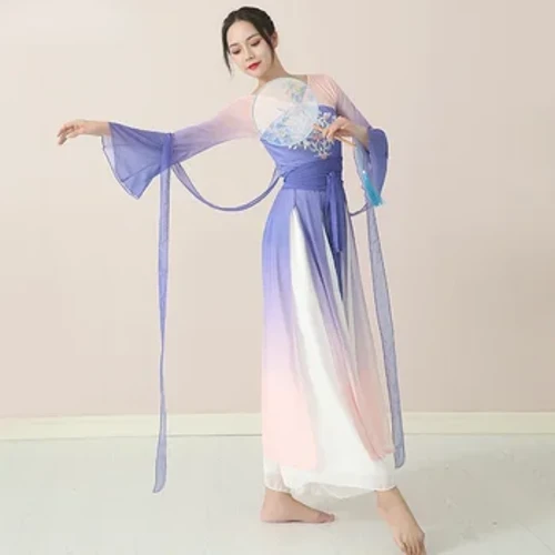 Classical Dance Professional Performance Practice na Damit Pambabae Pambansang Yangko Dance Wear Elegant Sinaunang Chinese Costume