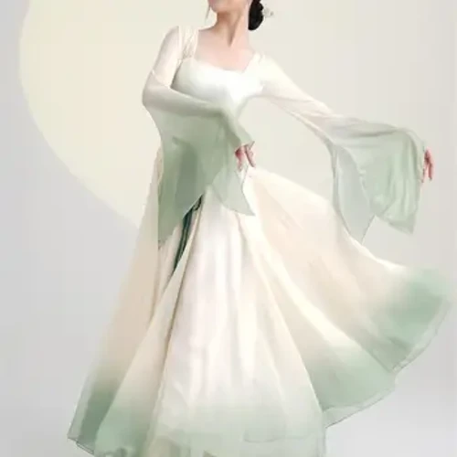 Traditionell Chinese Stil Folk Dance Klassesch Dänzer Leeschtung Kostümer Elegant Cardigan Praxis Kleeder Kierper Rhyme Kleeder