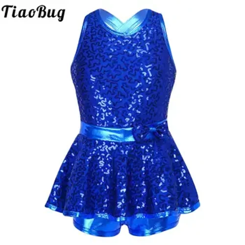 Sáng Bóng Kim Sa Lấp Lánh Shorty Unitard Đầm Cho Bé Gái Hiện Đại Tập Jazz Nhảy Latin Leotard Đầm Nơ Dễ Thương Biểu Diễn Sân Khấu Trang Phục