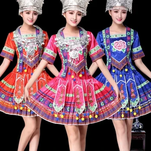 Umdanso WaseShayina Womdabu Wabantu Abancane Abancane Izingubo Zakudala ze-Miao Hmong Izingubo Zomdanso Zikazwelonke Zase-Tibetan Imvunulo Yomdanso Yesifazane Yase-Tibet