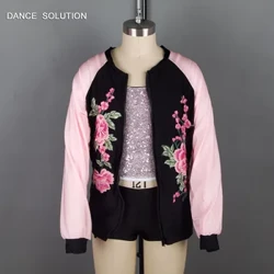 Màu hồng với Áo hoodie đen Sequin Yếm và Quần ngắn màu đen Jazz & Tap Dance Trang phục Người lớn & Trẻ em Diễn Sân khấu Quần áo 18556