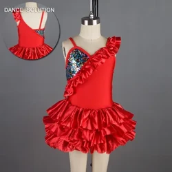 Satin màu đỏ Quần Áo Jazz và Tap Dance Dress với Lỗ Mở Lớn Trên Sân Khấu Trình Diễn Trang Phục Miễn Phí Vận Chuyển 15023