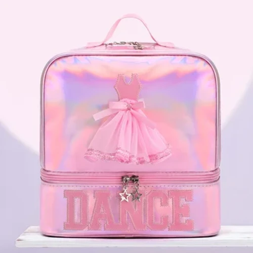 Amantombazane Izingane Ezicwebezelayo I-Laser Ballet Izikhwama Zomdanso Ubhaka Osacathula Umdanso we-Latin Daypack Ijiymnastics I-Yoga Tap Dance Jazz Students Schoolba
