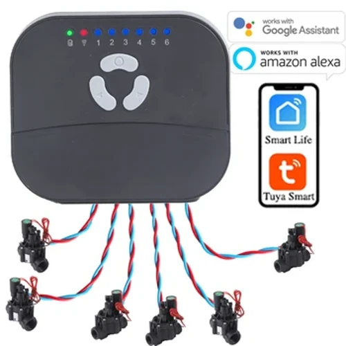 6 sone WIFI Connect Tuya Smart Home Vanning Timer Hage vanningskontroller Vannventil Vanning Tmer System