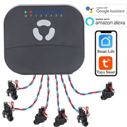 6 Zone WIFI Connect Tuya Smart Home Bewässerungstimer Gaart Bewässerungskontroller Waasserventil Bewässerung Tmer System