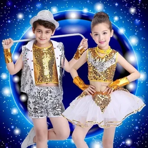 Trẻ Em Đính Hạt Cườm Trang Phục Hip Hop Bé Gái Jazz Tap Nhảy Múa Áo + Quần Bé Trai Trẻ Em Khiêu Vũ Sân Khấu Mặc Tiệc Khiêu Vũ Dancewear Trang Phục