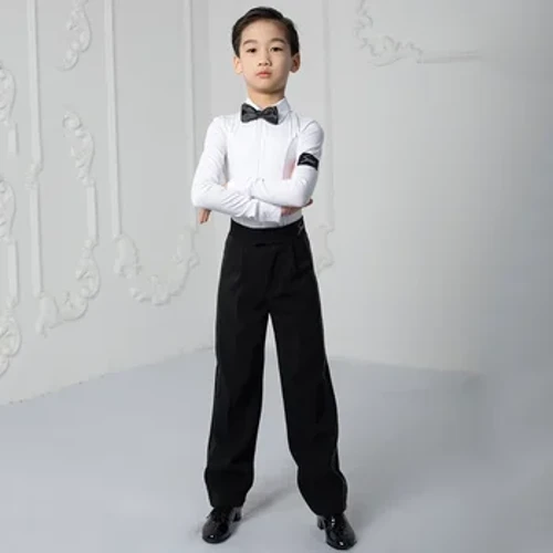 Anak-anak Profesional Kemeja Celana Setelan Cha Cha Tap Dance Kostum Anak Laki-laki Standar Latin Pakaian Kompetisi Tari Latin
