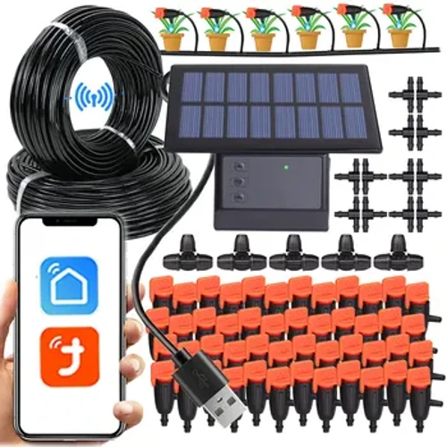 Tuya WLAN-kompatibler Solarstrom-Timer Intelligentes Tropfbewässerungssystem Ferngesteuertes Bewässerungsset für Gartenbalkon-Pflanztöpfe