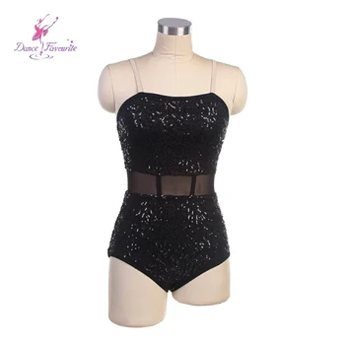 Dance Favourite Dance Kostümer 17070 Black Sequin Spandex Bodice Ballet Leotard Jazz & Tap Dance Kostümer