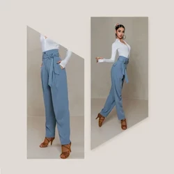 Mới Nhảy Latin Quần Người Lớn Phòng Khiêu Vũ Luyện Tập Mặc Quần Lưng Cao Ống Rộng Cha Cha Tập Nhảy Múa Quần Tập Nữ