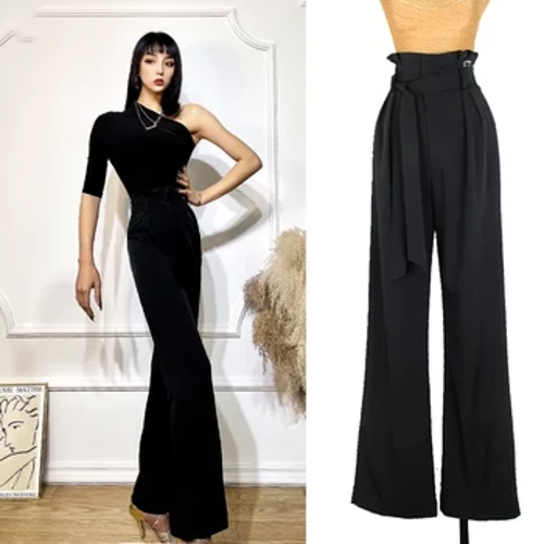 Mới Nhảy Latin Quần Người Lớn Phòng Khiêu Vũ Thực Hành Mặc Quần Đen Ống Rộng Cha Cha Cha Samba Tập Nhảy Dance Quần Áo Nữ quần