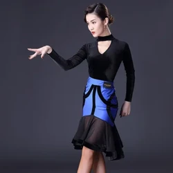 Topuri de dans de sală de catifea pentru femei Costum de dans latino negru Sexy Tap Dance Wear Ținute de dans Samba Îmbrăcăminte samba DL7078