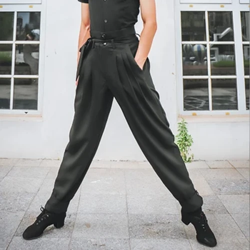 Tiêu Chuẩn Quốc Gia Nhảy Latin Quần Nam Phòng Khiêu Vũ/Salsa/Cahcha/Tap Tập Nhảy Quần Phù Hợp Với Sân Khấu Thi Đấu quần Tây Đen