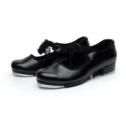 Professionelle Billige Børn Piger Rød Sort PU Læder Tap Dance Sko
