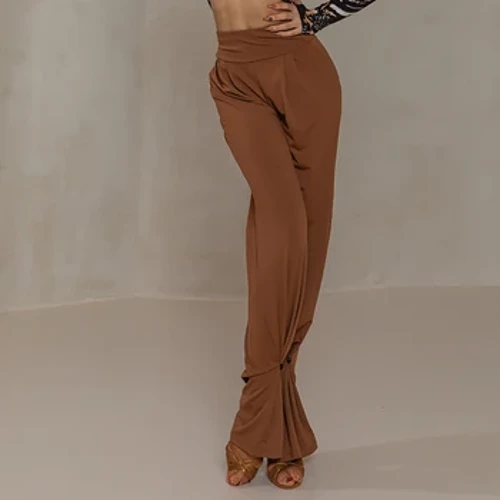 Celana Tari Latin Baru Wanita Dewasa Ballroom Praktek Memakai Celana Pinggang Tinggi Lebar Kaki Cha Cha Tap Dancing Training Celana