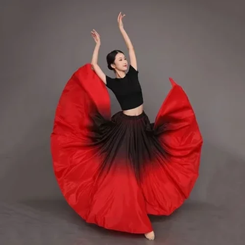 Spania Flamenco-danser-kjoler for kvinner Sceneforestilling Danseskjørt 360/540/720 graders kostymer Dame Vestido