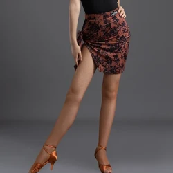 Floral Latin Skirt Women Tap Dancewear Stage Costume Ballroom Practice Magsuot ng Designer na Damit Lace-up Salsa Dance Outfit DL8580