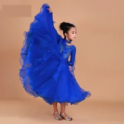 Rochie de dans de sală standard cu pendul broderie cu stras de lux pentru copii, rochie de concurs de dans vals flamenco Tango