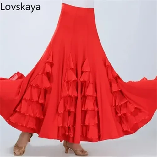 Klassisk tävling Träning Layered Big Swing Dans Flamenco Klänning Spansk Dans Kjol Kvinna