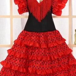 Imvunulo ye-Halloween Ingubo Yamantombazane yase-Sevillanas Yendabuko YaseSpain Ingubo Yomdanso ye-Flamenco yango-April I-Seville Fair Performance Dance