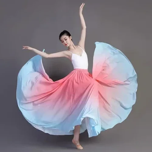 360/540/720 fokos flamenco táncelőadói gradiens szoknya nőknek színpadi előadásra klasszikus táncos gyakorlószoknya