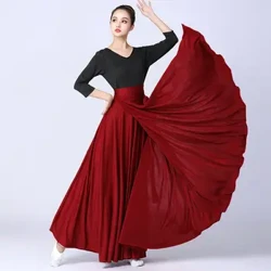 Egyrészes flamenco szoknya táncjelmezek egyszínű Big Swing szoknya női spanyol hastánc előadás cigány ruházat