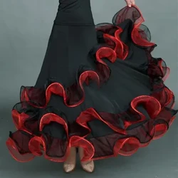 Rotating Edge Ballroom Dance Kjolar För Kvinnor Spansk kjol Valsklänning Danskläder Danskläder Flamencokjol Festkjol