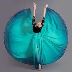 Multicolour Gradient Flamenco Dans Performer Nederdele Kvinder Klassisk Dans Scene Performance Dansende Nederdele 720 graders kostumer