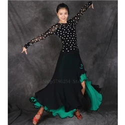 Spansk flamencokjol Kvinnor Flicka Magdans Klädsel Gypsy Patchwork Volang Split Modern Klänning Gata Performance Stor Wing Kostym