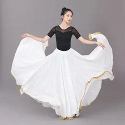 Flamenco Belly Dance Šifon Žensko 13 Barvno Enobarvno 720-stopinjsko Pendulum Krilo Gypsy Dolga Krila Plesalka Practice Dolgo plesno krilo