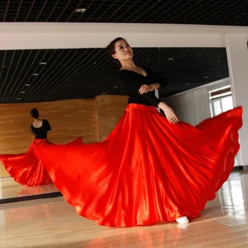 Dài Phong Cách Nữ Tây Ban Nha Giai Đoạn Mặc Trình Diễn Múa Flamenco Váy Trang Phục Satin Polyester Chất Lượng Cao 360-720 Độ Váy