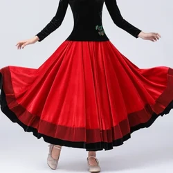 Fusta Flamenco din catifea Fusta lungă pentru femei Costum de dans clasic Rochie spaniolă de luptă Costum de scenă Îmbrăcăminte europeană 2023