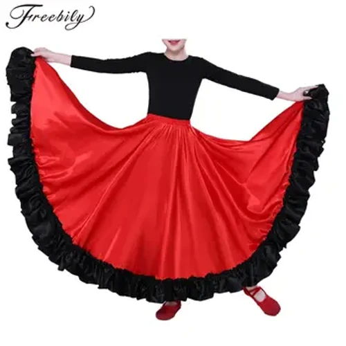 Izingane Zamantombazane I-Spanish Paso Doble Matado Skirt I-Flamenco Isiteji Somdanso WesiLatini Sesiteji Sokusebenza Imvunulo I-Big Swing Izingubo Zokudansa ze-Hem Skirt