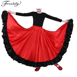Izingane Zamantombazane I-Spanish Paso Doble Matado Skirt I-Flamenco Isiteji Somdanso WesiLatini Sesiteji Sokusebenza Imvunulo I-Big Swing Izingubo Zokudansa ze-Hem Skirt