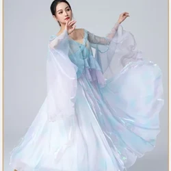 Kinesisk Klassisk Dansklänning Prestanda Kostymer Mesh Manet Set Träningskläder Elegant lång stil Förbättra Hanfu kjol