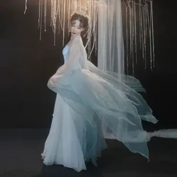 Kinesisk klassisk dansklänning Performance Kostymer Pärlbroderi Träningskläder Elegant lång stil Förbättra Hanfu konstkjol