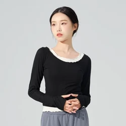 Phụ nữ Khiêu Vũ Áo Màu Chia Dệt Kim Top Giả Hai mảnh Nón Kết Nam Nữ Cổ Điển Tay Dài Khiêu Vũ Trang Phục