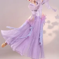 UISCE Éadaí Rince Clasaiceach Galánta na mBan Charm Coirp Traidisiúnta na Síne Féileacán Athrú de réir a chéile Gúnaí Chiffon Uige Hanfu