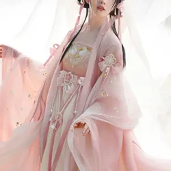 Hanfu-mekko naisten perinteinen kiinalainen cosplay-asu Tang-dynastian muinainen Hanfu-kesämekko vaaleanpunainen 8kpl lavatanssimekko