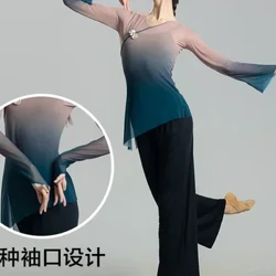 Klassesch Danz Kostüm Fraen Top Kierper Rhyme Graduell Ännerung vun Faarf Chinese Danz Folk Danz Praxis Kleed Konscht Test Kleed