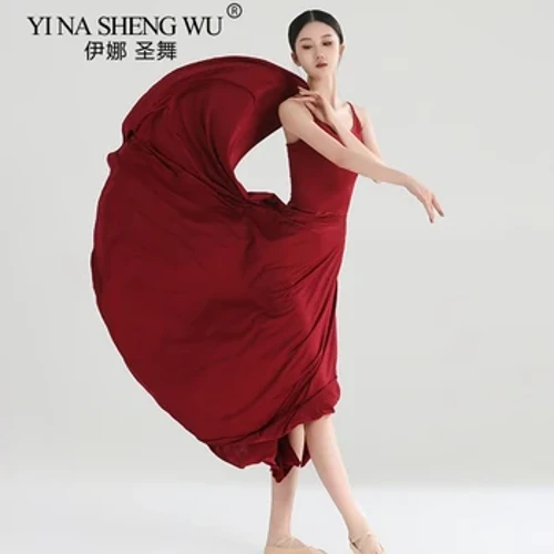 Ținuta de performanță de dans clasic, cu bretele, rochie leagăn mare, curgătoare, stil chinezesc, dans modern, costum de balet pentru femei